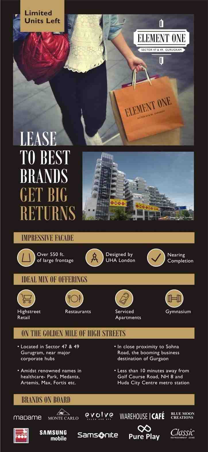 Retail destination for the best brands in Element One, Gurgaon